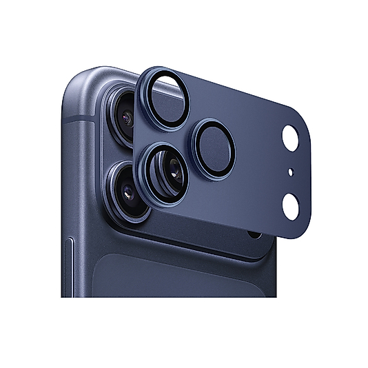 iPhone 17 Pro Max Uyumlu Go Des FC007 Titanyum Serisi Anti Reflective Kamera Lens Koruyucu Mavi