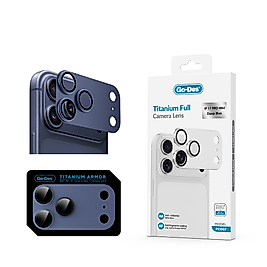 iPhone 17 Pro Max Uyumlu Go Des FC007 Titanyum Serisi Anti Reflective Kamera Lens Koruyucu Mavi