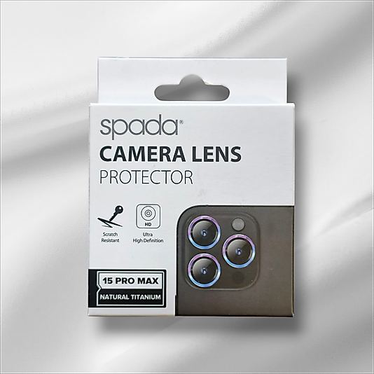 İphone 15 Pro Max Spada Safir Lens Koruyucu - Natural Titanium