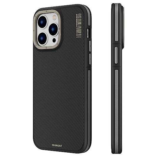 iPhone 15 Pro Max YoungKit 600D Kevlar Serisi Magsafe Uyumlu Kılıf - Gri