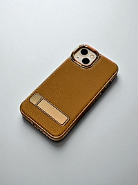 iPhone 13 Uyumlu Standlı Venedik Kılıf - Kahverengi