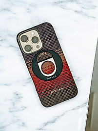 iPhone 16 Pro Pitaka Tactile Woven Sunset Serisi Magsafeli Yüzük Standlı Aramid Fiber Kılıf